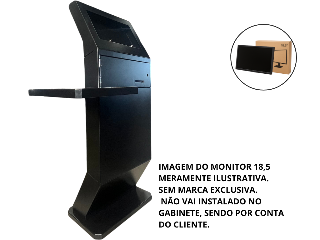 Gabinete  + Monitor Touchscreen "18,5" para montagem de Totem de Autoatendimento SelfBR -  Porta Frontal com Abertura para Impressora