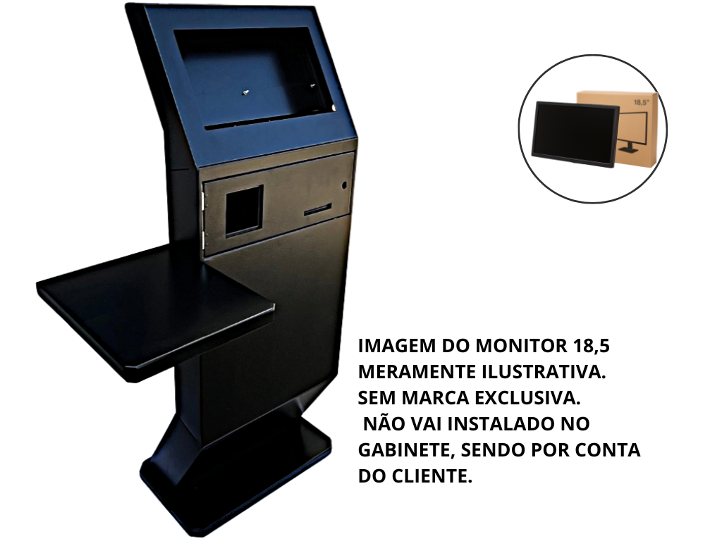 Gabinete  + Monitor Touchscreen "18,5" para montagem de Totem de Autoatendimento SelfBR -  Porta Frontal com Abertura para Leitor de Código de Barras
