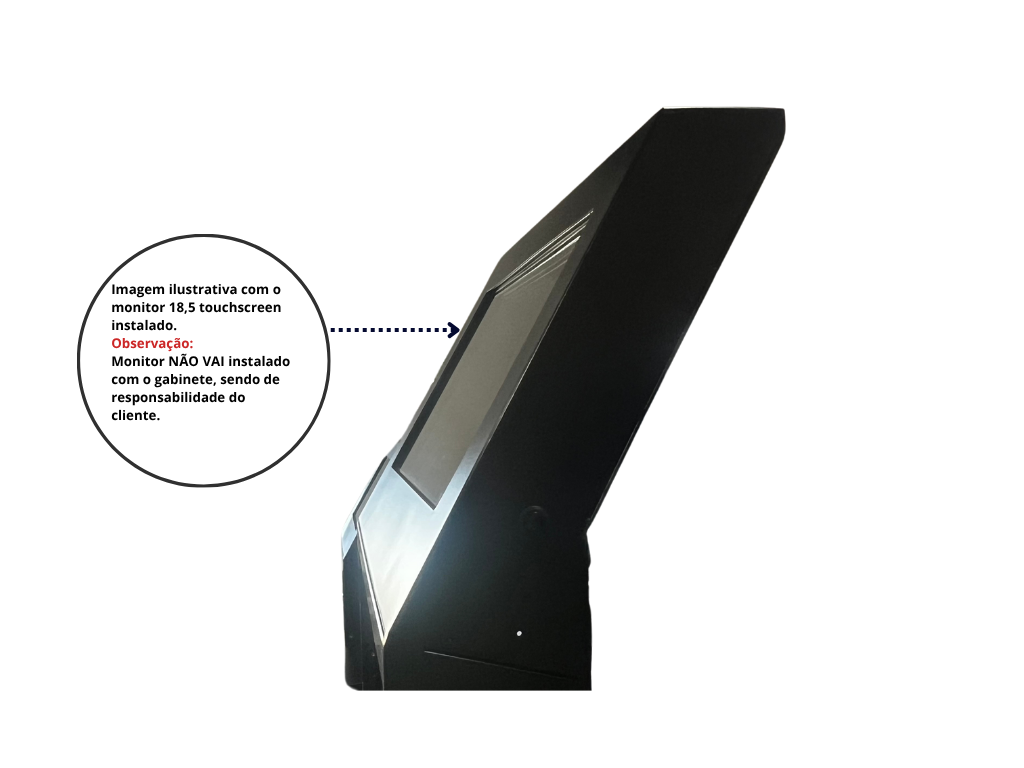 Gabinete  + Monitor Touchscreen "18,5" para montagem de Totem de Autoatendimento SelfBR -  Porta Frontal com Abertura para Impressora e Leitor de Código de Barras