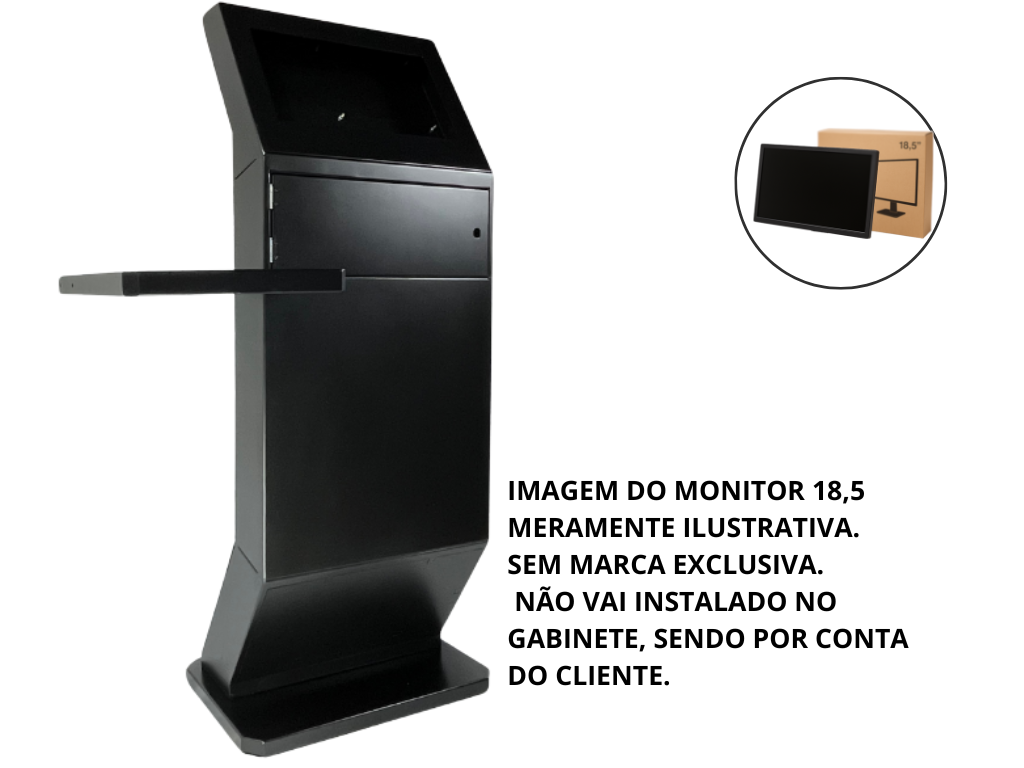 Gabinete  + Monitor Touchscreen "18,5" para montagem de Totem de Autoatendimento SelfBR - Porta Frontal Sem Abertura