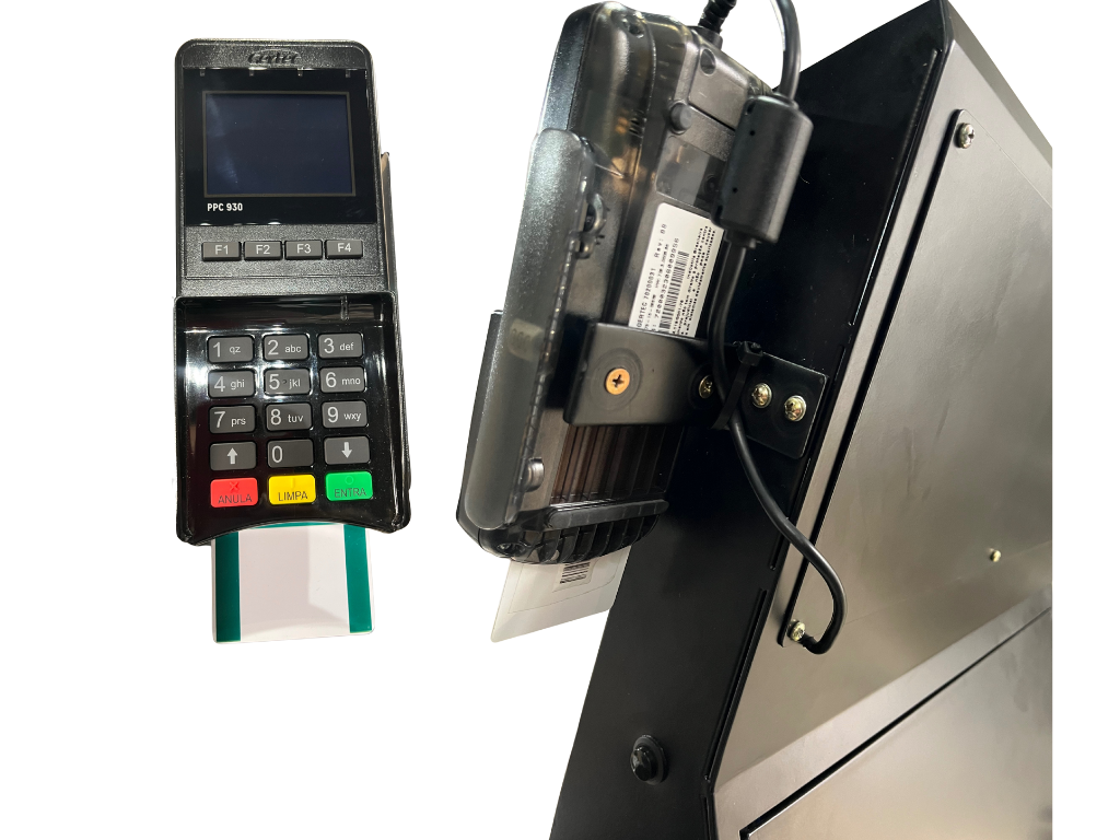 Totem de Autoatendimento SelfBR Completo + Semáforo +  Balança Toledo + PINPAD + DDO Frente Self Checkout - Versão Self Checkout para Supermercados