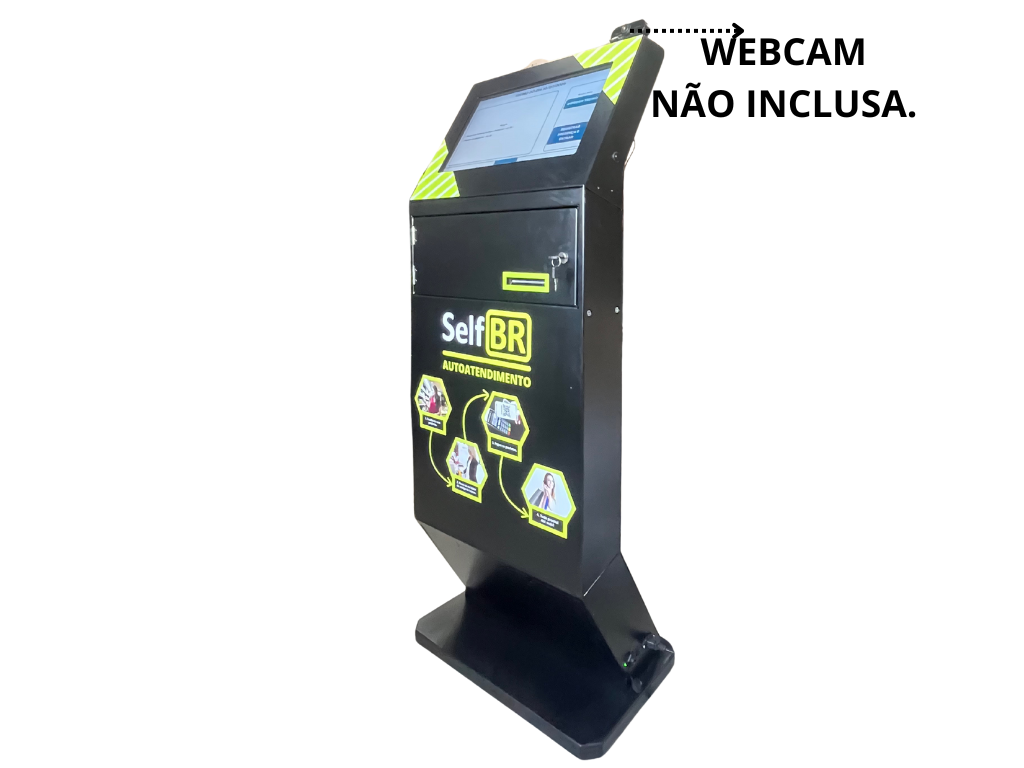 Totem de Autoatendimento SelfBR Básico + PINPAD + DDO Frente Academias - Versão para Impressão de Treinos e Pagamentos em Academias