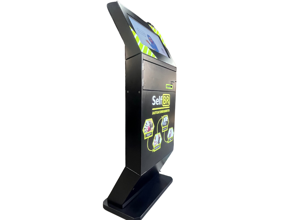Totem de Autoatendimento SelfBR Básico + DDO Frente Academias com Reconhecimento Facial - Versão para Impressão de Treinos e Pagamentos em Academias