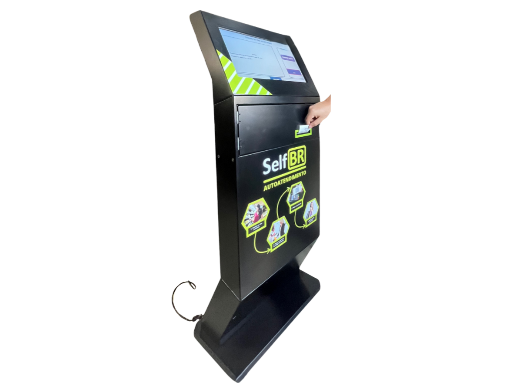 Totem de Autoatendimento SelfBR Básico + DDO Frente Academias com Reconhecimento Facial - Versão para Impressão de Treinos e Pagamentos em Academias
