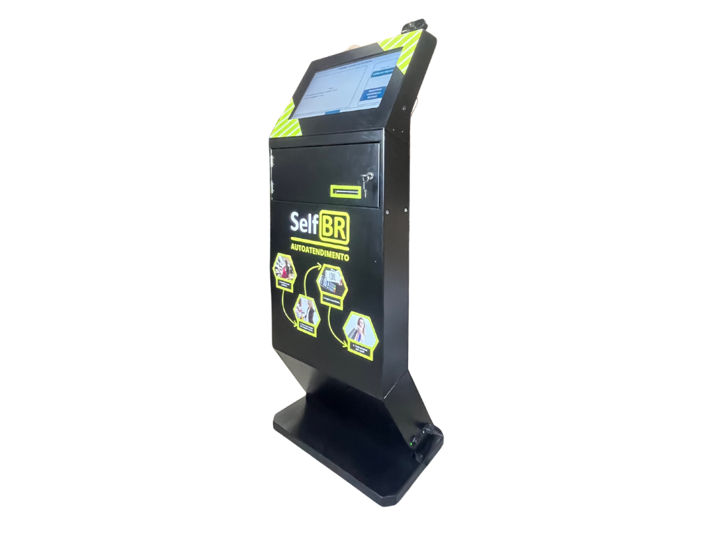 Totem de Autoatendimento SelfBR Básico + DDO Frente Academias com Reconhecimento Facial - Versão para Impressão de Treinos e Pagamentos em Academias
