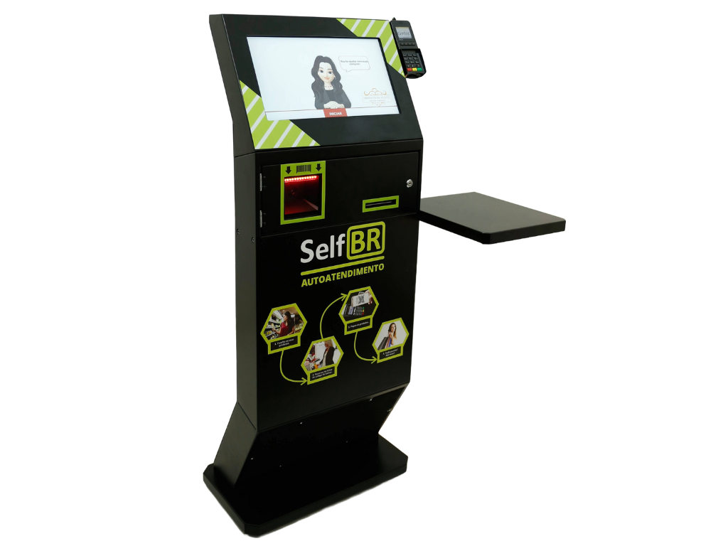 Totem de Autoatendimento SelfBR Padrão + PINPAD + DDO Frente Pagamentos - Versão para Pagamentos de Comandas de Consumo e Tickets em Geral