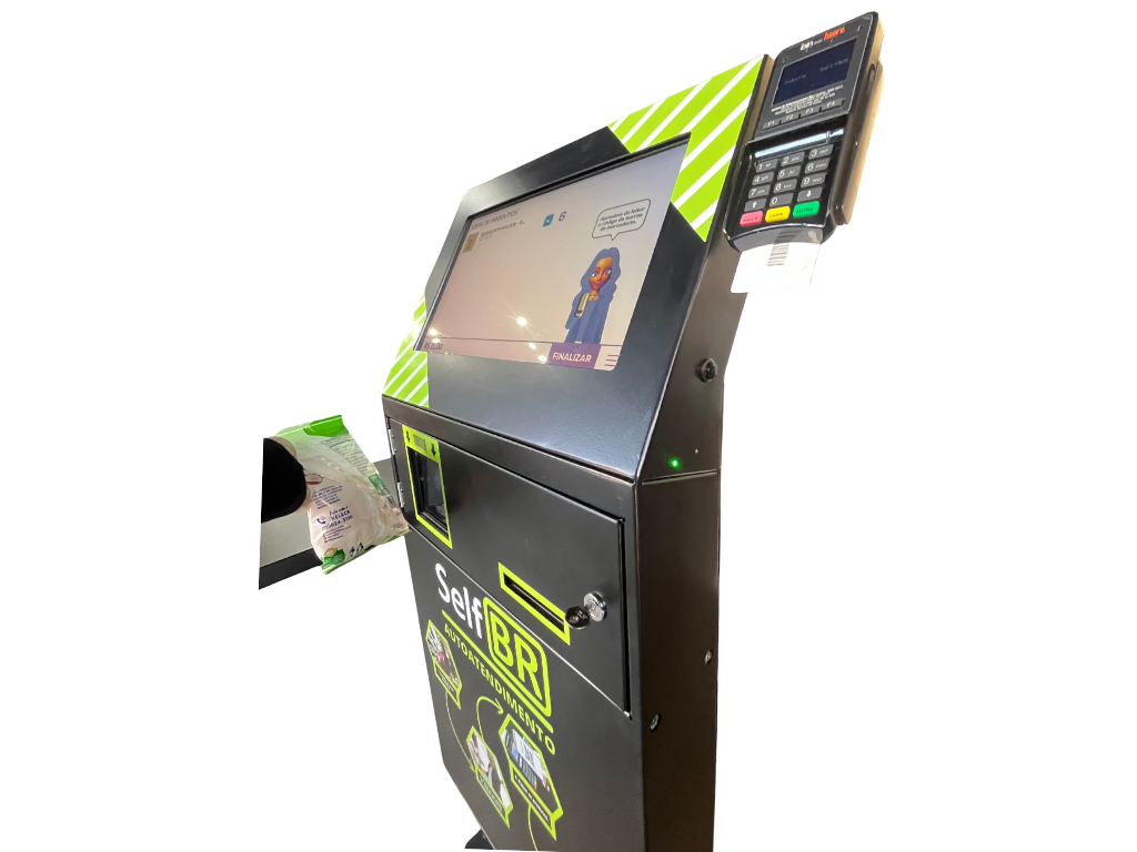 Totem de Autoatendimento SelfBR Completo + PINPAD + DDO Frente Pagamentos - Versão para Pagamentos de Comandas de Consumo e Tickets em Geral