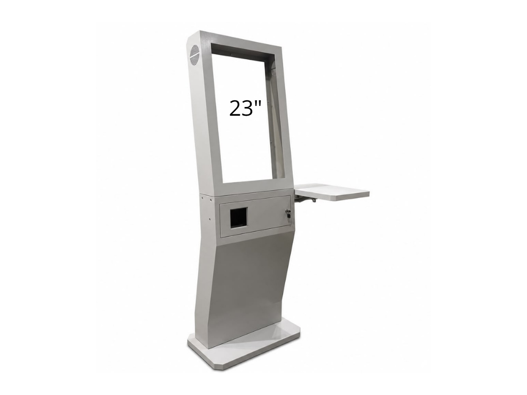 Gabinete para totem de autoatendimento com tela vertical de 23