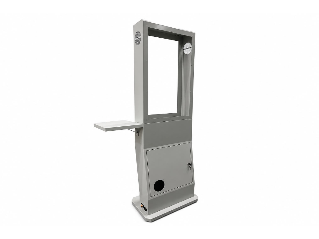 Gabinete para totem de autoatendimento com tela vertical de 23".