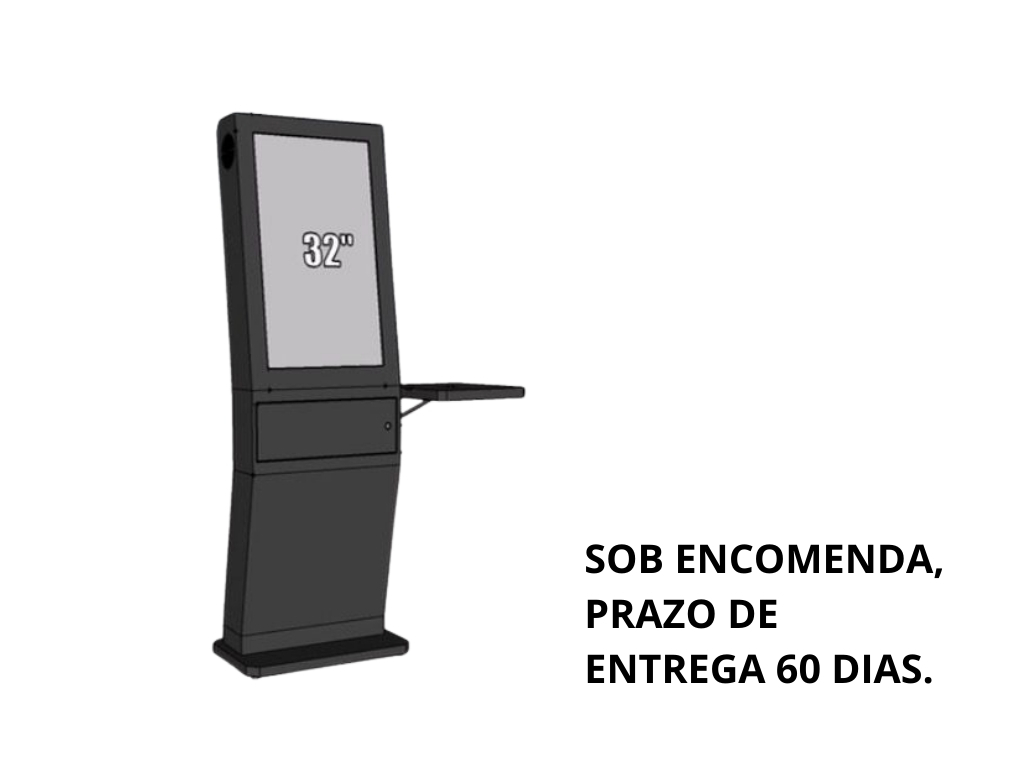 Gabinete para totem de autoatendimento com tela vertical de 32