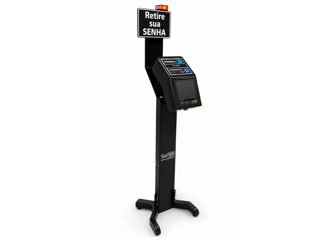 Tira Senha Dois Botões RF + Suporte Torre SelfBR + Software + Controle Gigante + Receptor