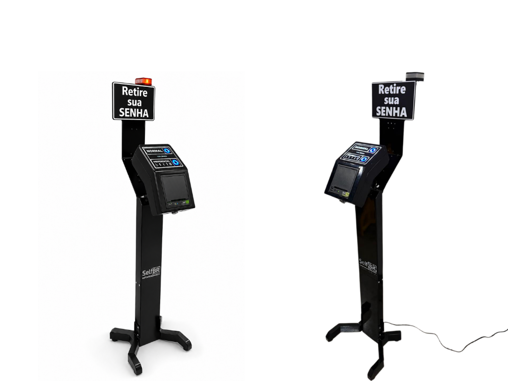 Tira Senha Dois Botões RF + Suporte Torre SelfBR + Software + Controle Gigante + Receptor