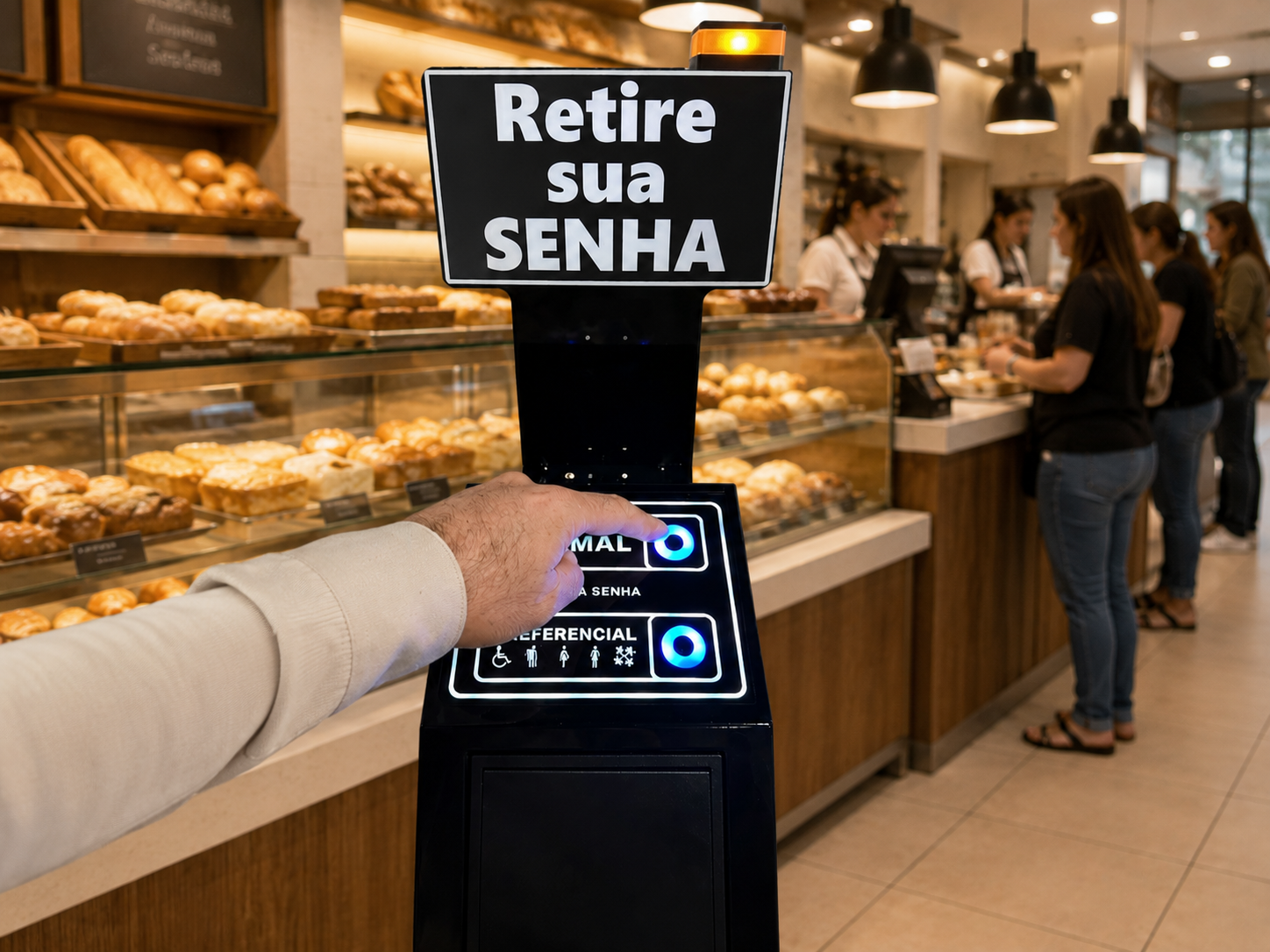 Tira Senha Dois Botões RF + Suporte Torre SelfBR + Software + Controle Gigante + Receptor