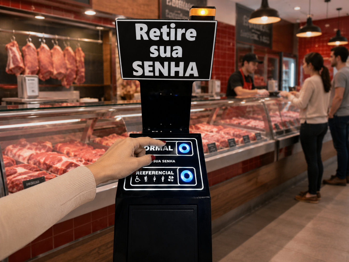 Tira Senha Dois Botões RF + Suporte Torre SelfBR + Software + Controle Gigante + Receptor