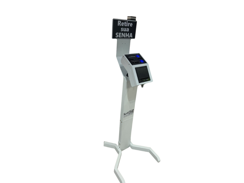 Tira Senha Dois Botões RF  + Suporte Torre SelfBR Branco + Software + Controle Gigante + Receptor